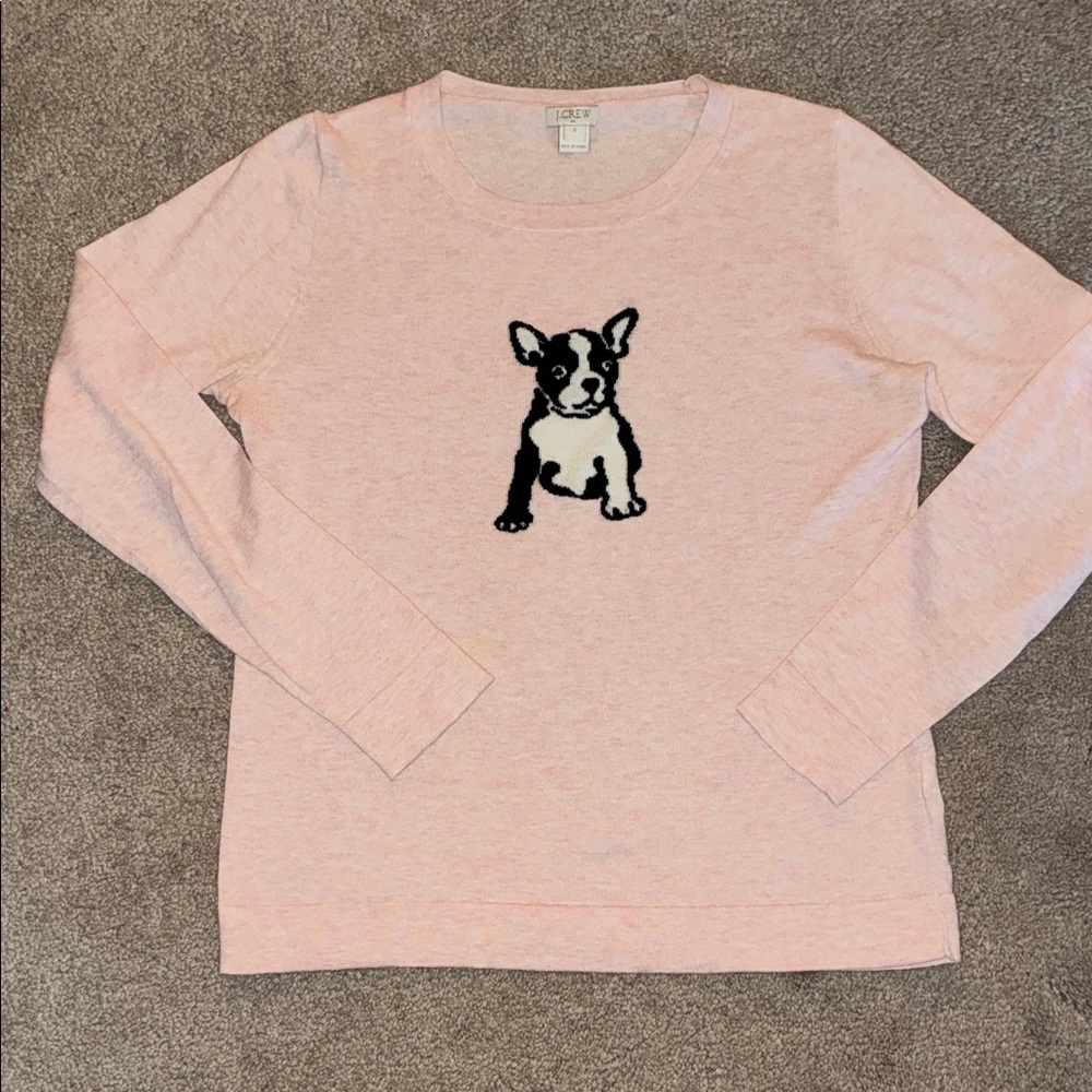 J. Crew Factory Pink Sweater with Dog Design